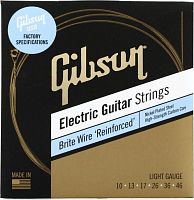 GIBSON SEG-BWR10 BRITE WIRE REINFORCED ELECTIC GUITAR STRINGS, LIGHT GAUGE